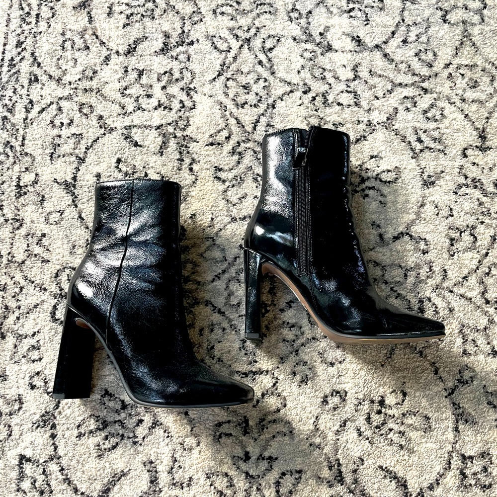 Topshop Halia Square Toe Ankle Boots. Black Sz 7.5